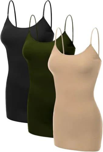 Miniatura 49 de Emmalise Camisola larga casual básica para mujer, con tirantes ajustables, top en capas