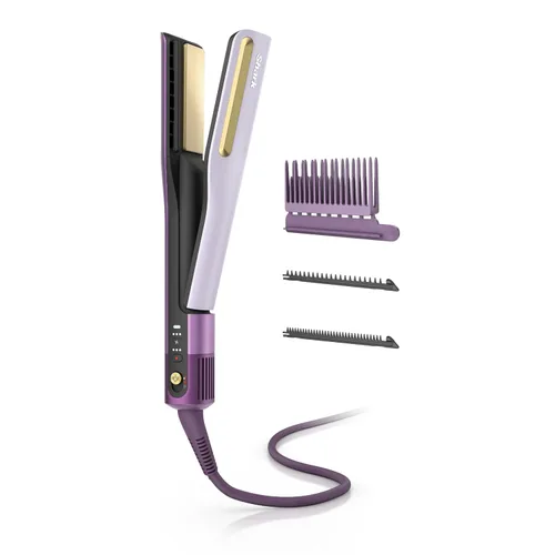 Shark SilkiPro™ Straight | Plancha de cabello húmedo a seco + secador rápido | 3 peines intercambiables | Secado ultrarrápido | Sin daños por calor