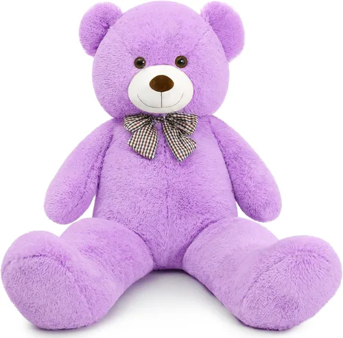 Miniatura 11 de MaoGoLan - Oso de peluche gigante de 52.0 pulgadas, peluche grande color canela con lindo moño y huellas, peluche suave de oso con moño para regalar