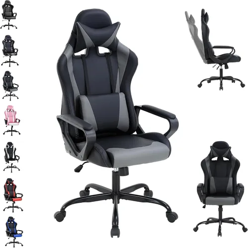 Miniatura 8 de Silla de videojuegos, silla de videojuegos, silla de escritorio de oficina con respaldo alto, silla de escritorio de oficina con soporte lumbar