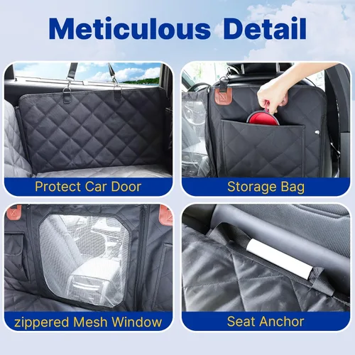Miniatura 7 de Extensor de asiento trasero convertible para perros, plegable de 400 libras, funda de asiento de automóvil para perro con parte inferior dura