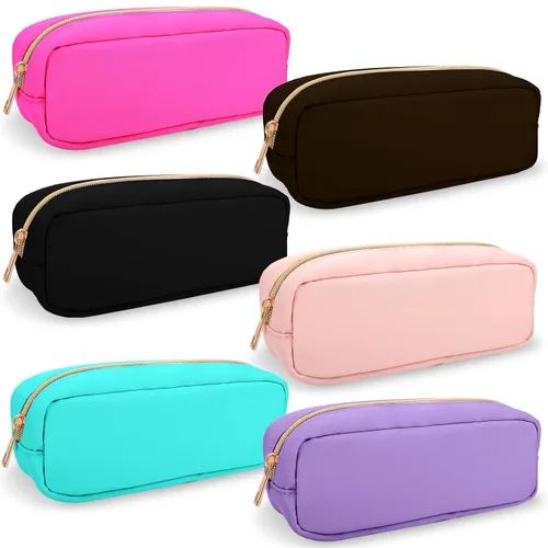 Miniatura 43 de Estuche pequeño para lápices y maquillaje para bolso, lindo estuche de lápices, bolsa de pinceles de maquillaje de nylon con cremallera, estuche