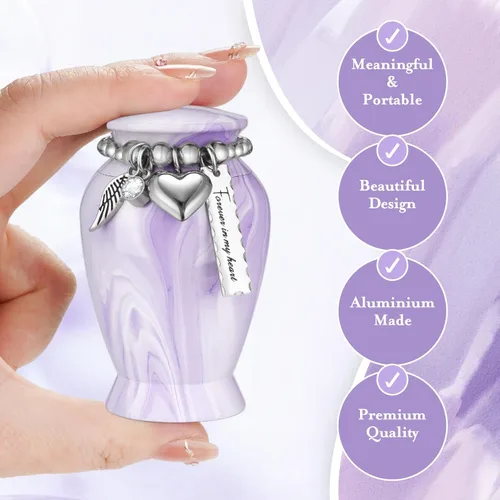 Miniatura 3 de Dletay Urnas pequeñas para cenizas humanas, recuerdo de 2.85 pulgadas, mini urna de cremación conmemorativa para mujeres y hombres, urnas funerarias