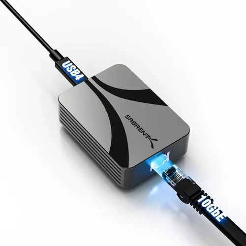 SABRENT Adaptador USB4 a 10 Gigabit Ethernet – Adaptador de Red USB-C a 10GbE para USB4/Thunderbolt 3/4, Carcasa de Aluminio, Alimentado por Bus,