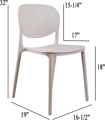 Miniatura 3 de CozyBlock - Silla de comedor apilable perforada de malla para interior y exterior, juego de 2 (Biege)