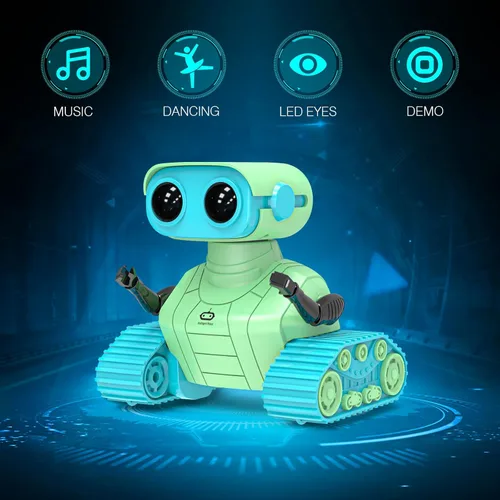 Miniatura 2 de ALLCELE - Robots de juguete, robots RC recargables para niños, juguete con control remoto, tiene música y ojos LED, regalo ideal para niños - Verde