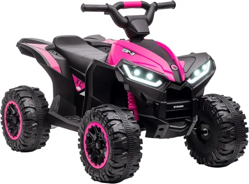 Aosom ATV Quad Car de 12V para niños con función de avance y retroceso, vehículo de cuatro ruedas para niños con ruedas resistentes al desgaste,