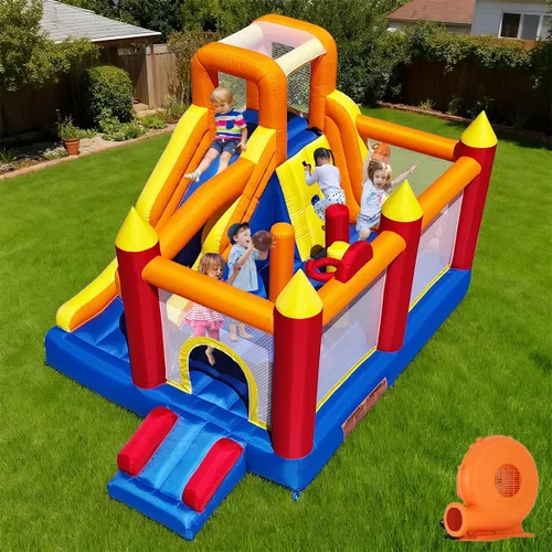 Baralir Casa de Rebote Inflable con Área de Salto Extragrande de 8.98 * 4.82 Pies, Casa de Rebote para Niños con Tobogán Extra Largo de 88 Pulgadas,