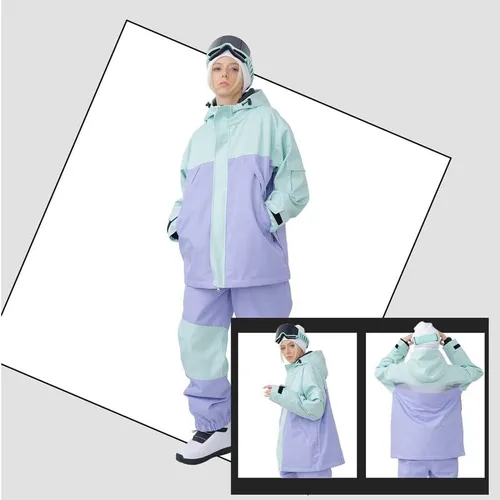 Miniatura 5 de SNOWVERB Impermeable para hombre y mujer, resistente al viento, con capucha, aislante, unisex, para esquí, snowboard