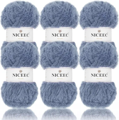 Miniatura 112 de NICEEC Hilo de Pelo Sintético Super Suave, Grueso y Esponjoso, Hilo de Pestañas para Crochet y Tejido (Longitud Total 192m/9.1kg) - Otoño/300g
