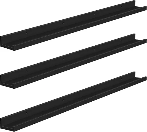 Miniatura 16 de HOOBRO - Estantes flotantes, juego de 3, estante colgante de 35.4 pulgadas con borde elevado y soportes invisibles, para baño, dormitorio, cocina