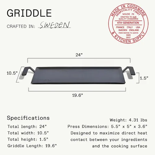 Miniatura 3 de Made In Utensilios de cocina - Plancha de acero al carbono (como hierro fundido, pero mejor) - Utensilios de cocina profesionales - Fabricado