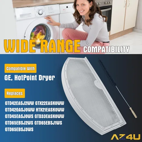 Miniatura 3 de AZ4U Filtro de pelusa de repuesto para General Electric (GE) HotPoint WEO3X23881 GTD42EASJ2WW GTX22EASK0WW GTD42GASJ0WW HTX21EASK0WW GTD45EASJ0WS