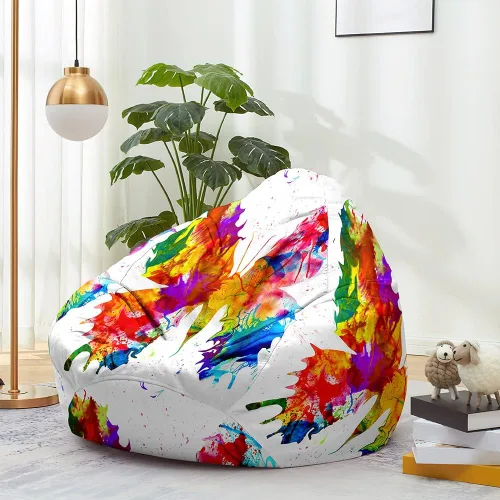 Miniatura 12 de Lukery Puf para adultos (sin relleno), funda de puf de mariposa 3D, puf de almacenamiento de animales de peluche para niños, cómodos puf para sofá