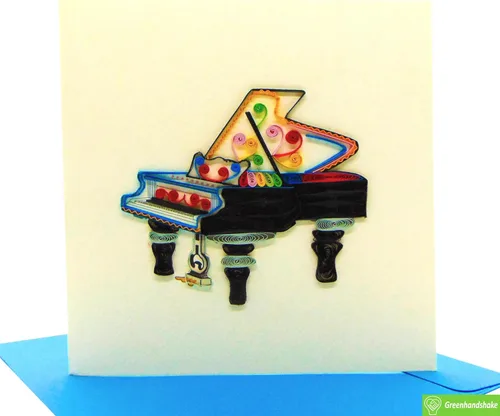 Miniatura 4 de Piano, tarjeta de felicitación 3D hecha a mano, diseño exclusivo dedicado a mano, tarjeta de felicitación para cumpleaños, día de San Valentín, día