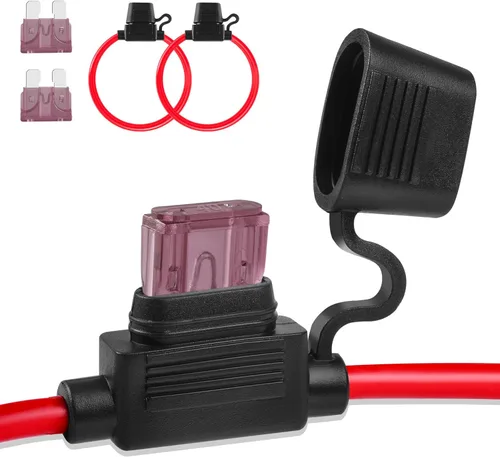 Miniatura 14 de Portafusibles en línea de 12V, paquete de 2, versión extendida 12 AWG, portafusibles de cuchilla impermeable de 13.8 pulgadas, portafusibles