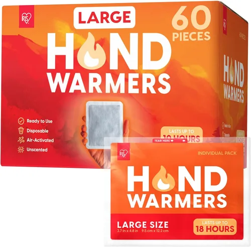 IRIS USA Hand Warmers, Regular/Large/Jumbo, 30/60 Individual Warmers, Regular/Adhesive Body Warmers Up to 10/12/18 Hours Disposable Handwarmer Bulk