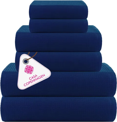 Miniatura 67 de CASA COPENHAGEN Solitaire Juego de 6 toallas - Negro, 600 GSM 2 toallas de baño 2 toallas de mano 2 toallitas, diseñadas en Dinamarca, hechas