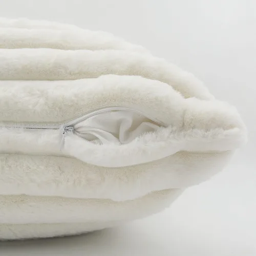 Miniatura 6 de LIGICKY Juego de 2 fundas de almohada decorativas blancas esponjosas de doble cara a rayas de piel sintética para sofá y cama, 20 x 20 pulgadas