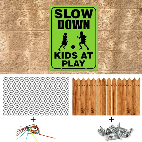 Miniatura 6 de Zonon 4 juegos de señales de seguridad para niños en juego con alambre de metal en H, tornillos reflectantes, impermeables, precaución para niños