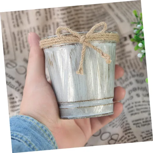 Miniatura 6 de Cabilock Jarrón de metal de hierro Shabby Chic jarrón vintage galvanizado de riego mini jarra de leche jarra de leche rústico contenedor contenedor