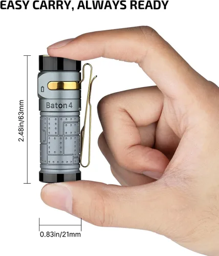 Miniatura 4 de OLIGHT Baton4 Linterna EDC recargable, luz de bolsillo LED de 1300 lúmenes con cable de carga magnético, 6 modos, IPX8 impermeable para el hogar