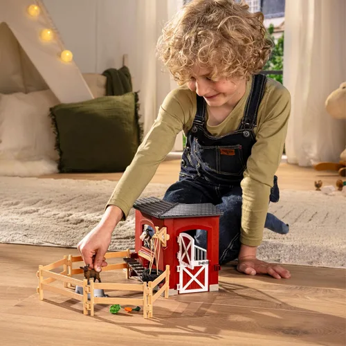 Miniatura 8 de Schleich Farm World – Juego de 31 piezas de establo de cabras con 2 figuras de cabras y accesorios – Juguetes de animales de granja para niños