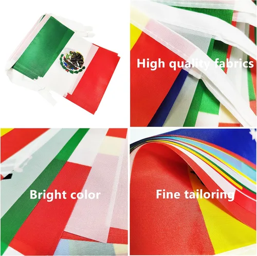 Miniatura 3 de Bandera mexicana de 100 pies, mini bandera de México, pequeña pancarta para fiestas, tiendas y bares, decoración al aire libre, 76 banderas México
