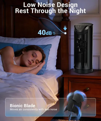 Miniatura 3 de Ventilador de torre personal para dormitorio, ventilador de mesa de escritorio portátil, ventilador de pie de refrigeración con 3 velocidades