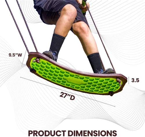 Miniatura 7 de Swurfer Kick Stand Up Surfing Tree Swing Outdoor Swings for Kids Up to 200 Lbs - Hang from Up to 10 Feet High - Includes 24" SwingBoard, UV Swurfer