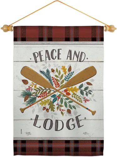 Miniatura 8 de Peace And Lodge - Juego de banderas de jardín para colgar en la pared, para exteriores, rústico, cabaña, alce, vida silvestre, aventura, bosque