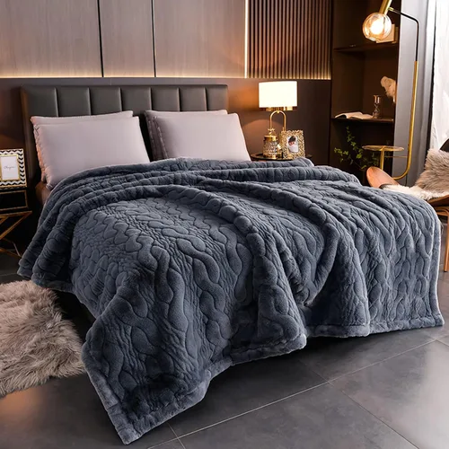 Miniatura 6 de LGYKUMEG Manta gruesa y cálida de visón coreano, manta de vellón San Marcos de 79 x 91 pulgadas, manta de cama suave y sedosa para otoño e invierno