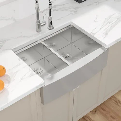 Miniatura 4 de Sarlai Fregadero de Cocina de Granja de Doble Tazón de Acero Inoxidable de 30 - Fregadero de Cocina de 30 x 22 pulgadas con Frente de Delantal