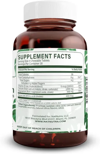 Miniatura 2 de Natural Nutra Suplemento de calcio masticable para la fuerza ósea, promueve la salud muscular, ayuda a mejorar la salud de los dientes, apoya