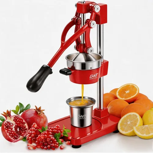 Prensa manual de hierro fundido comercial de 18 pulgadas de altura, manual naranja, cítricos, limón, lima, pomelo, granada, jugo de fruta, con taza