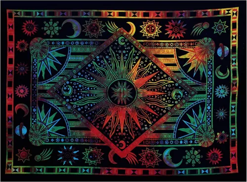 Miniatura 18 de THE ART BOX Tapiz celestial de sol y luna, mandala estético para colgar en la pared para dormitorio y sala de estar, decoración independiente