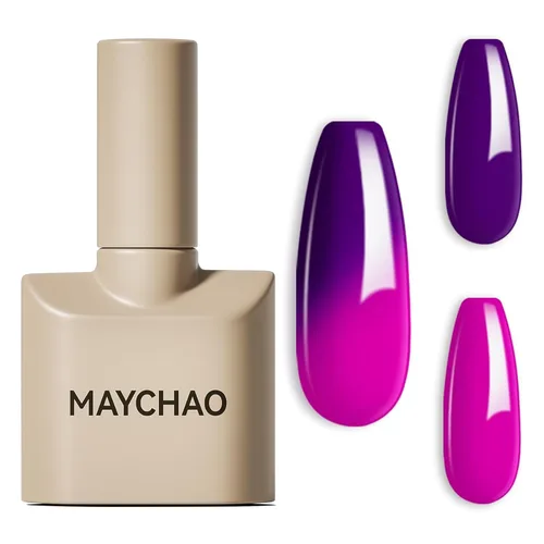 Miniatura 32 de MAYCHAO Esmalte de uñas de gel rosa intenso de 0.5 onzas líquidas, 1 unidad de esmalte de gel rosa brillante, esmalte de uñas que se absorbe con luz