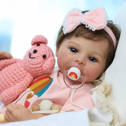 Miniatura 7 de SCOM Muñecas realistas de bebé Reborn – Meadow - Muñecas realistas de 18 pulgadas para niña recién nacida, cuerpo de tela, extremidades de vinilo