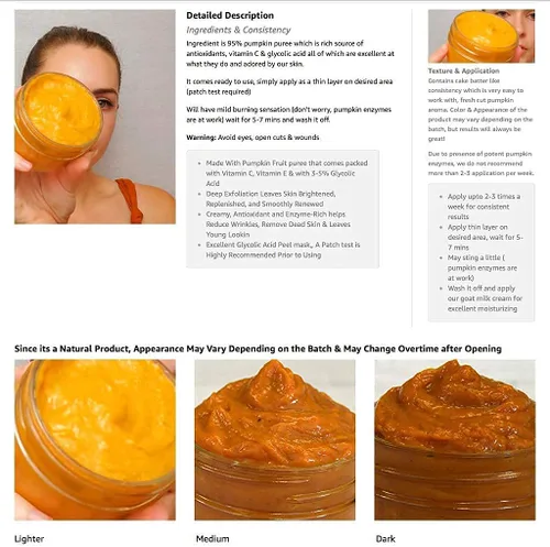 Miniatura 5 de L&I Apothecary 4 onzas líquidas Arista Pumpkin Enzyme Mask - Mascarilla exfoliante para tono desigual, líneas finas y opacidad. Máscara aclaradora.