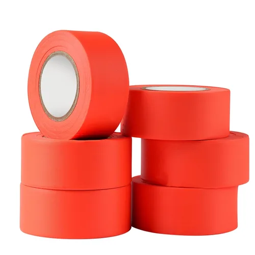 GEYYANG Cinta de señalización fluorescente naranja, 3.35 mil de espesor, 1-3/16" x 98 pies, 6 rollos - SIN adhesivo - Para delimitar y marcar