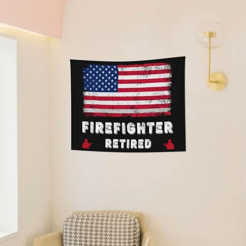Miniatura 3 de Póster de tapiz de bandera retirada de bombero, 29 x 37 pulgadas, decoración del hogar, decoración para colgar en la pared, decoración de fondo