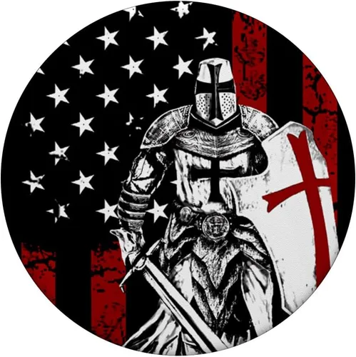 Miniatura 3 de Knight Templario Bandera Americana PopSockets Swappable PopGrip