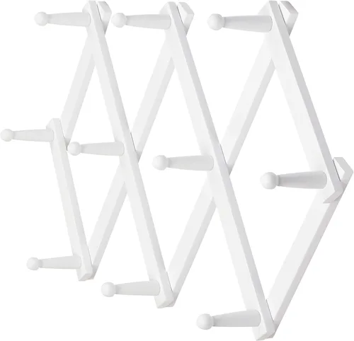 Miniatura 15 de Dseap Acordeón de pared: Perchero de pared expandible de madera de 16" de alto, soporte para sombreros, gancho de acordeón para gorras de béisbol