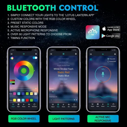 Miniatura 5 de Xprite - Kit de luces LED RGB bluetooth con controlador RF, luces neón multicolor intermitentes que sincronizan con la música para vehículos