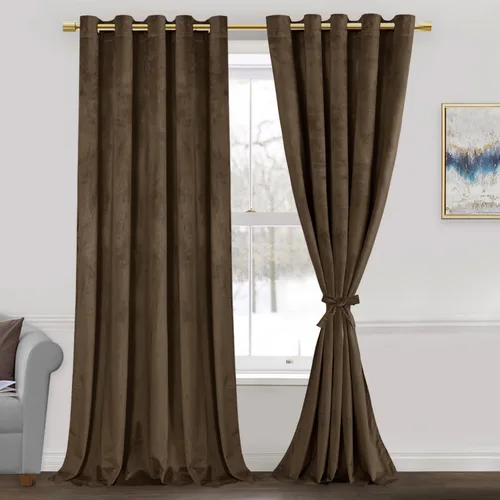 Miniatura 129 de JIUZHEN - Cortinas de terciopelo gris de 63 pulgadas opacas para sala de estar - Cortinas gruesas de terciopelo con ojales para ventana