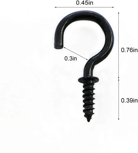 Miniatura 2 de 125 ganchos de techo con tornillo, ganchos de rosca negros de 3/4 pulgadas