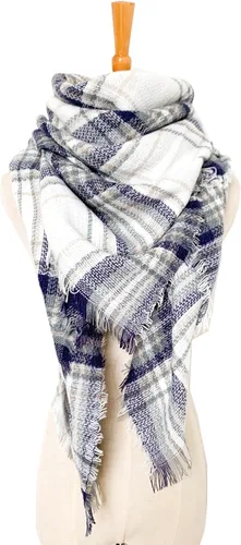 Miniatura 57 de Wander Agio - Bufanda envolvente con diseño a cuadros o triangular para mujer, cálida y larga, de punto, sensación de cachemira, chal
