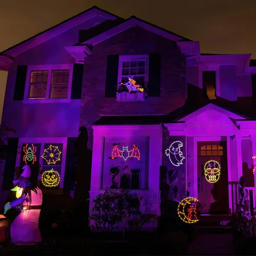 Miniatura 3 de Decoraciones de Luces de Siluetas para Ventana de Halloween de 16" - Paquete de 6 Colores Iluminados Gato en Luna y Fantasma y Telaraña y Calabaza