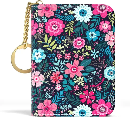 Miniatura 54 de Aiawoxc - Tarjetero para Tarjetas de Crédito para Mujer, Pequeño Organizador de Tarjetas de Negocios de Cuero Delgado con RFID, Cremallera