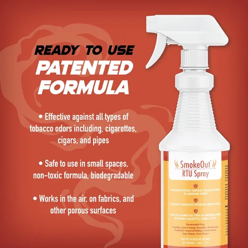 Miniatura 4 de SmokeOut - Spray eliminador de olores para humo y olores fuertes, fuerza comercial, acción rápida, no tóxico (32 onzas líquidas)